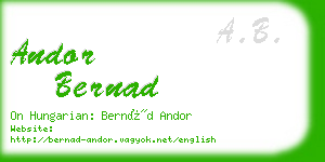 andor bernad business card